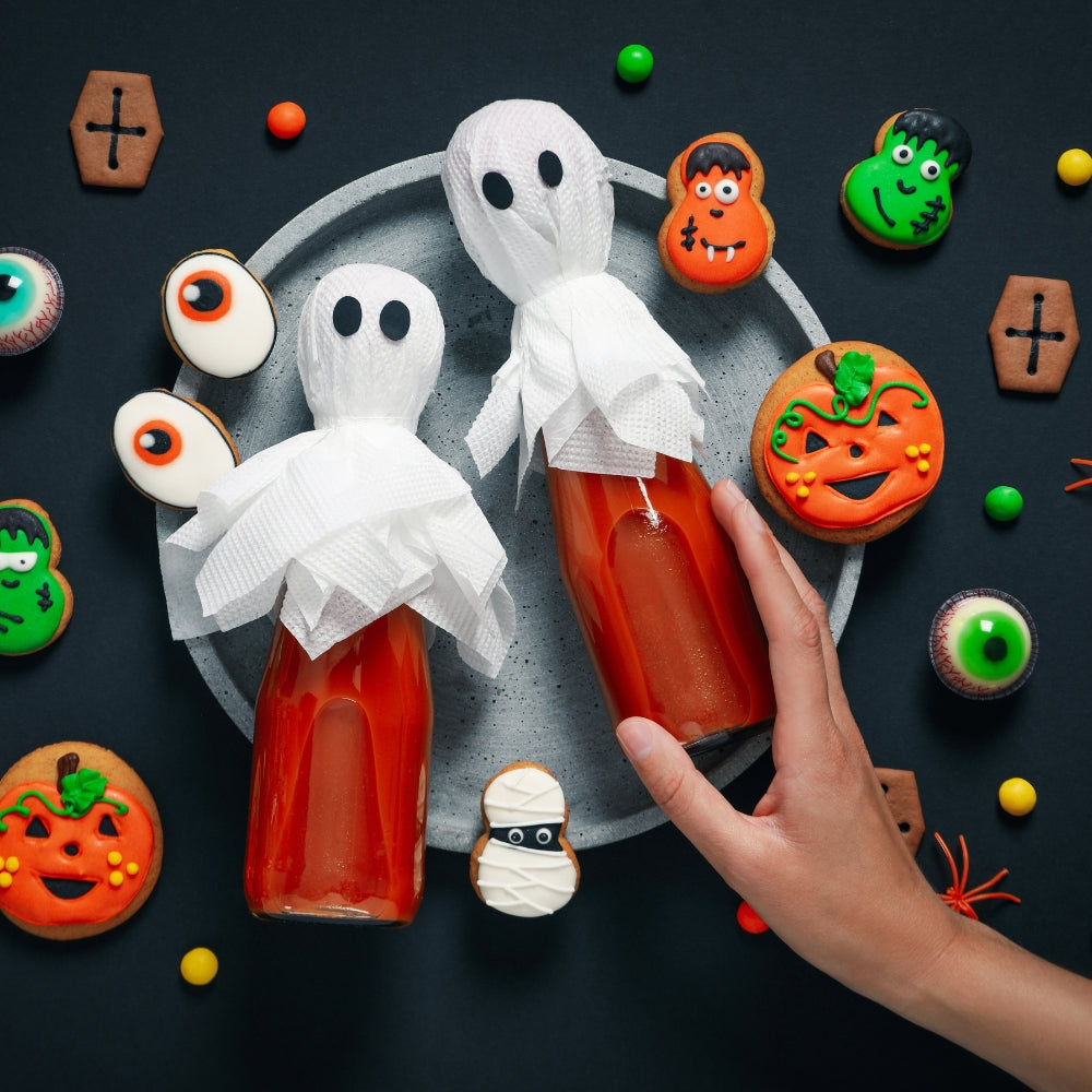 Geroosterde tomaten-paprika soep á la Halloween